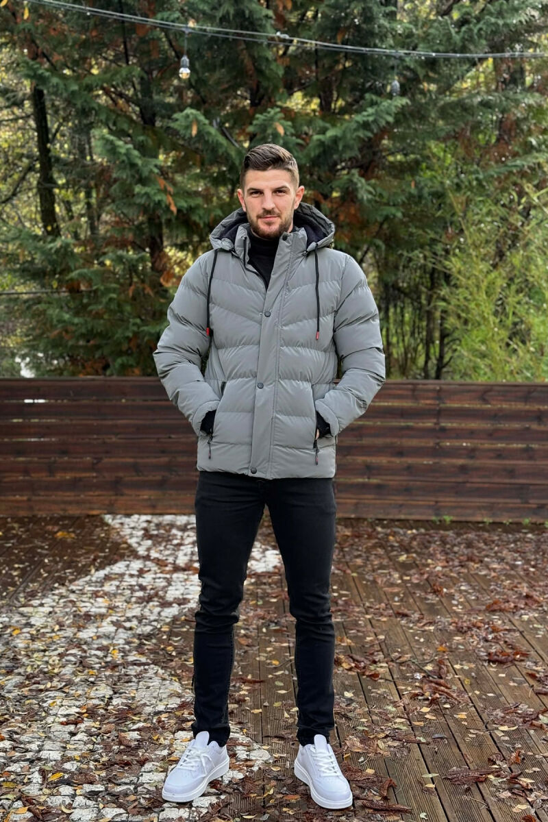 XHUP NJE NGJYRESH ME PUSH DHE KAPUÇ PER MESHKUJ NE NGJYRE GRI - 2