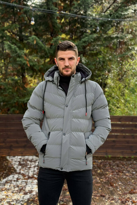 XHUP NJE NGJYRESH ME PUSH DHE KAPUÇ PER MESHKUJ NE NGJYRE GRI - 3