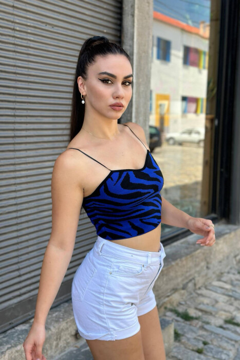 ZEBRA PATTERN WOMEN TANK TOP BLUE/BLU - 3