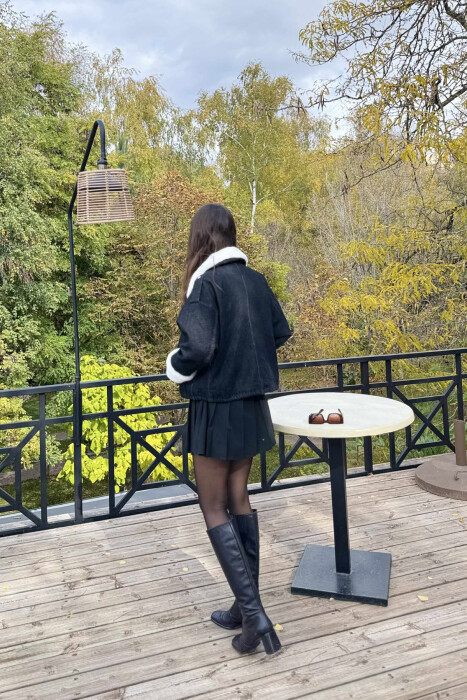 ZIPPER BUTTONS WOMAN DENIM JACKET BLACK/ E ZEZE - 4