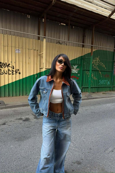 ZIPPER DENIM WOMAN JACKET BLUE/BLU - 2