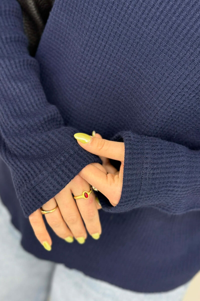 ZIPPER DETAIL ONE COLOR WOMEN SWEATSHIRT BLUE/BLU - 4