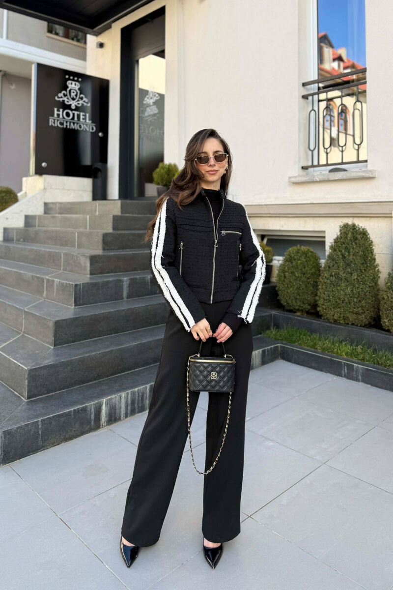 ZIPPER DETAILS ONE COLOR WOMEN JACKET BLACK/ E ZEZE - 2