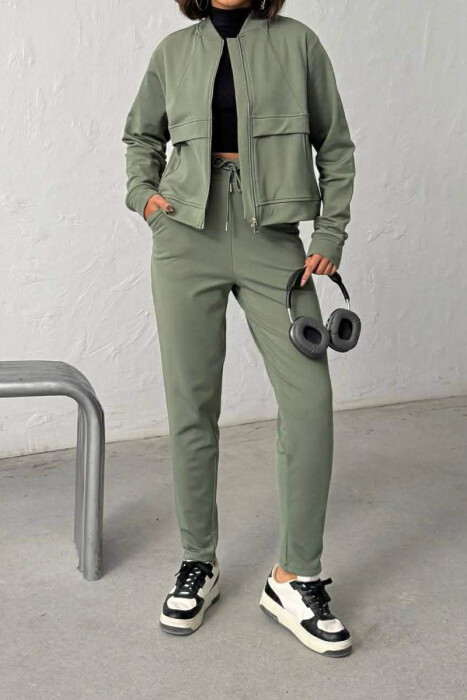 ZIPPER JACKET +SWEATPANTS WOMAN SET GREEN/JESHILE - 1