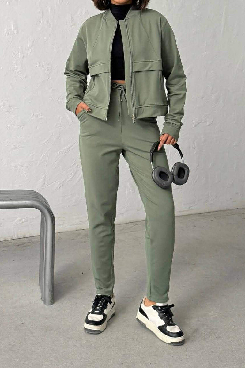 ZIPPER JACKET +SWEATPANTS WOMAN SET GREEN/JESHILE - 1