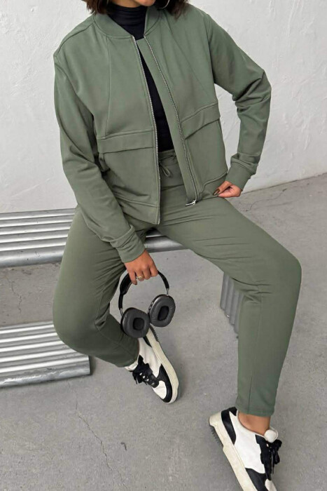 ZIPPER JACKET +SWEATPANTS WOMAN SET GREEN/JESHILE - 2