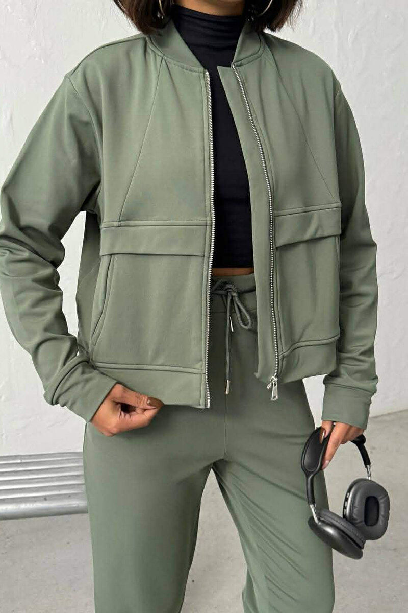 ZIPPER JACKET +SWEATPANTS WOMAN SET GREEN/JESHILE - 4
