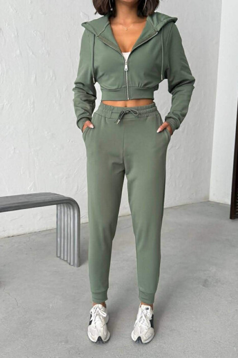 ZIPPER JACKET + SWEATPANTS WOMAN SET GREEN/JESHILE - 1