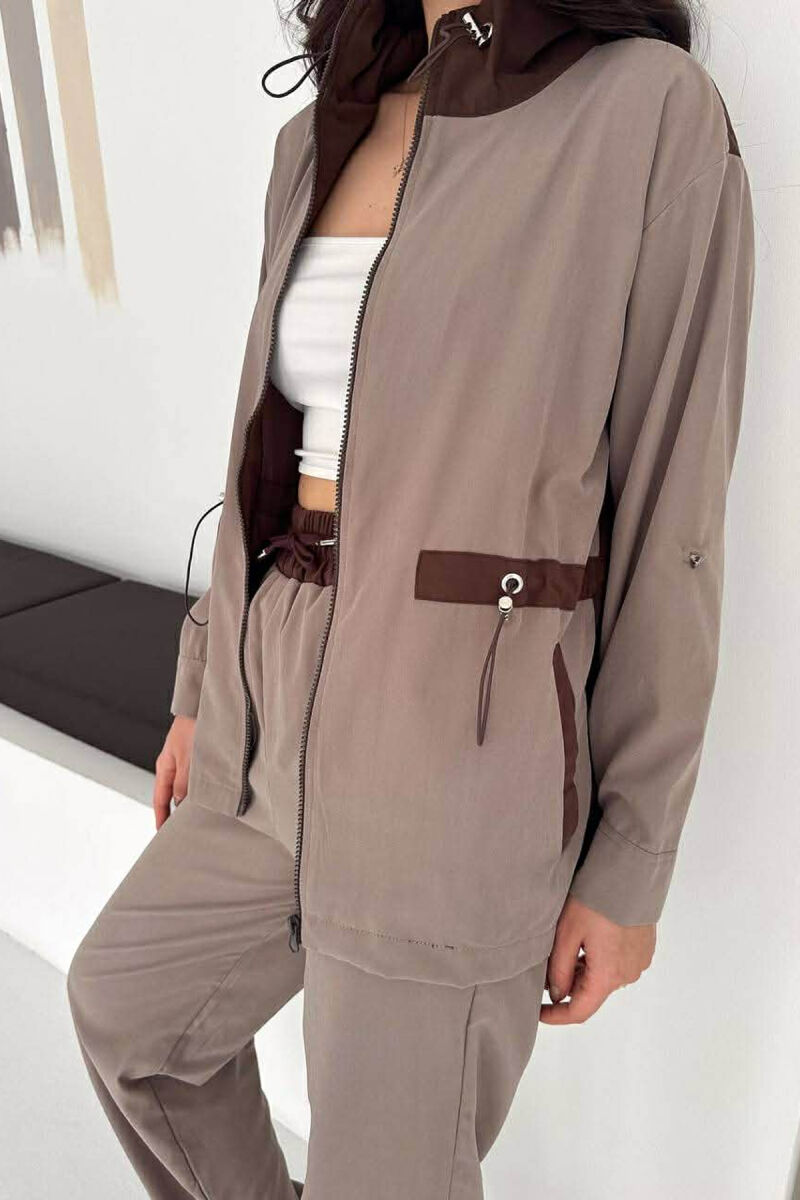 ZIPPER JACKET + TROUSERS WOMAN SET LIGHT BROWN/KAZB - 5