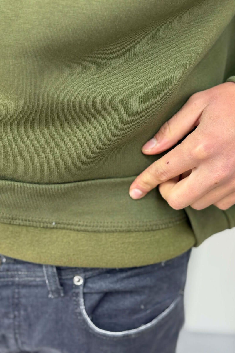 ZIPPER NECK FLUFFY MEN SWEATSHIRT GREEN/JESHILE - 4