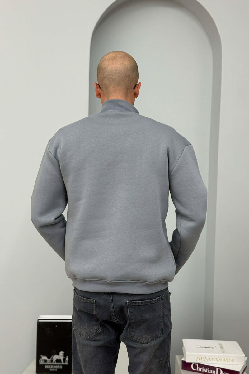 ZIPPER NECK FLUFFY MEN SWEATSHIRT GREY/GRI - 5