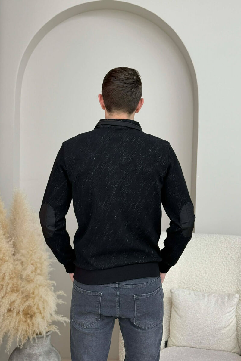 ZIPPER NECK SIMPLE MEN SWEATSHIRT BLACK/ E ZEZE - 5