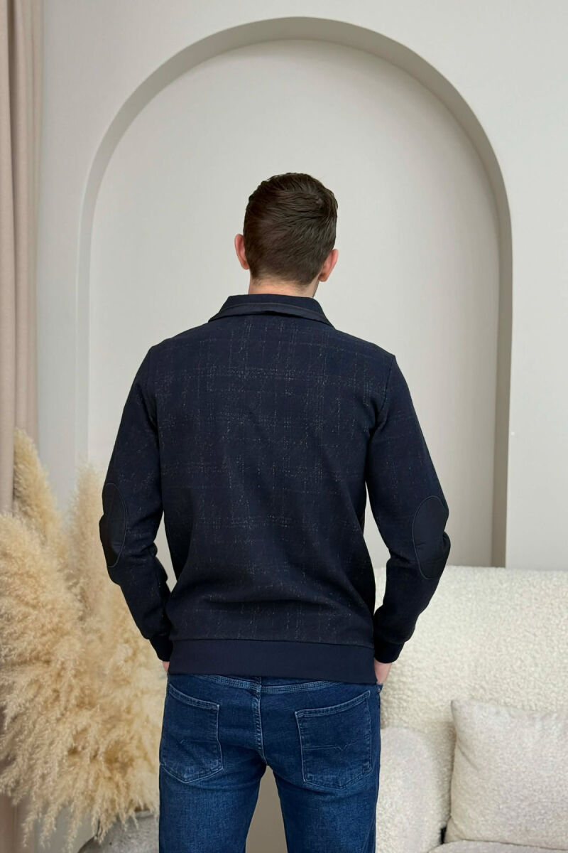 ZIPPER NECK SIMPLE MEN SWEATSHIRT BLUE+GREY/ BLU+GRI - 3