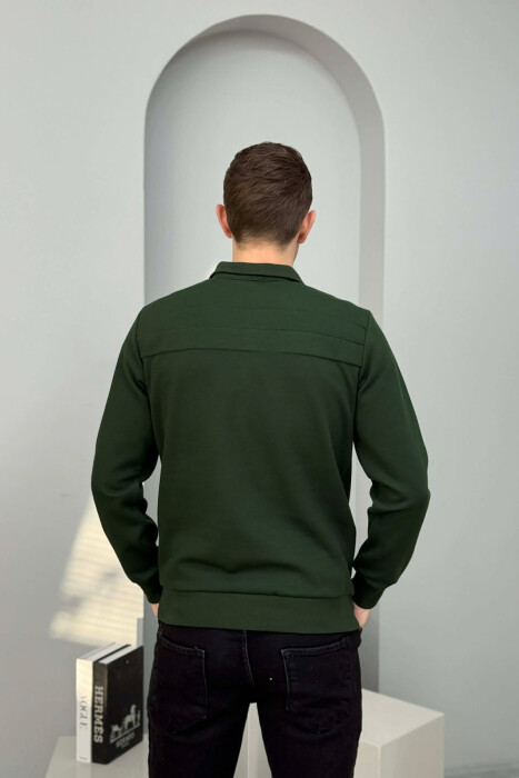 ZIPPER NECK SMALL LOGO MEN SWEATSHIRT GREEN/JESHILE - 4