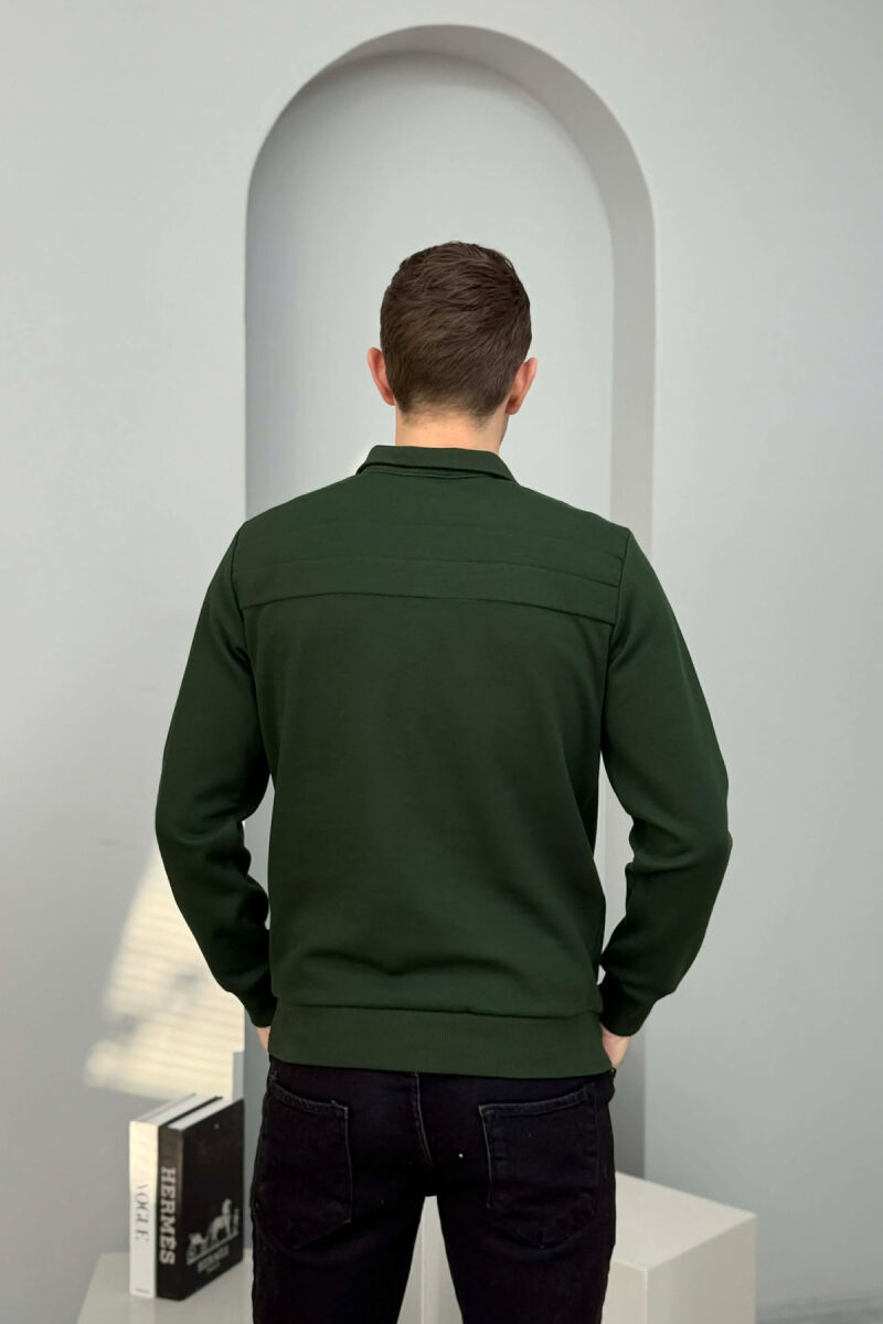 ZIPPER NECK SMALL LOGO MEN SWEATSHIRT GREEN/JESHILE - 4