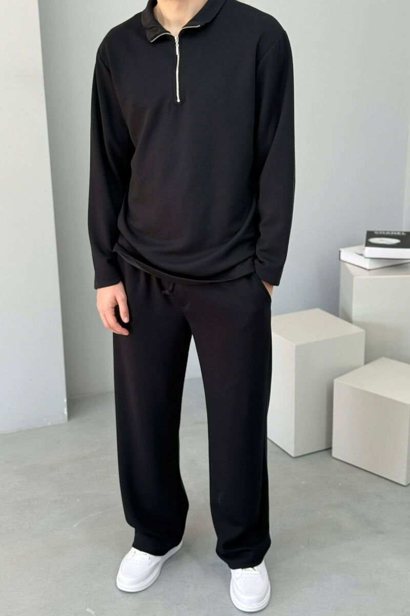 ZIPPER NECK SWEATSHIRT +SWEATPANTS MEN SET BLACK/ E ZEZE - 3
