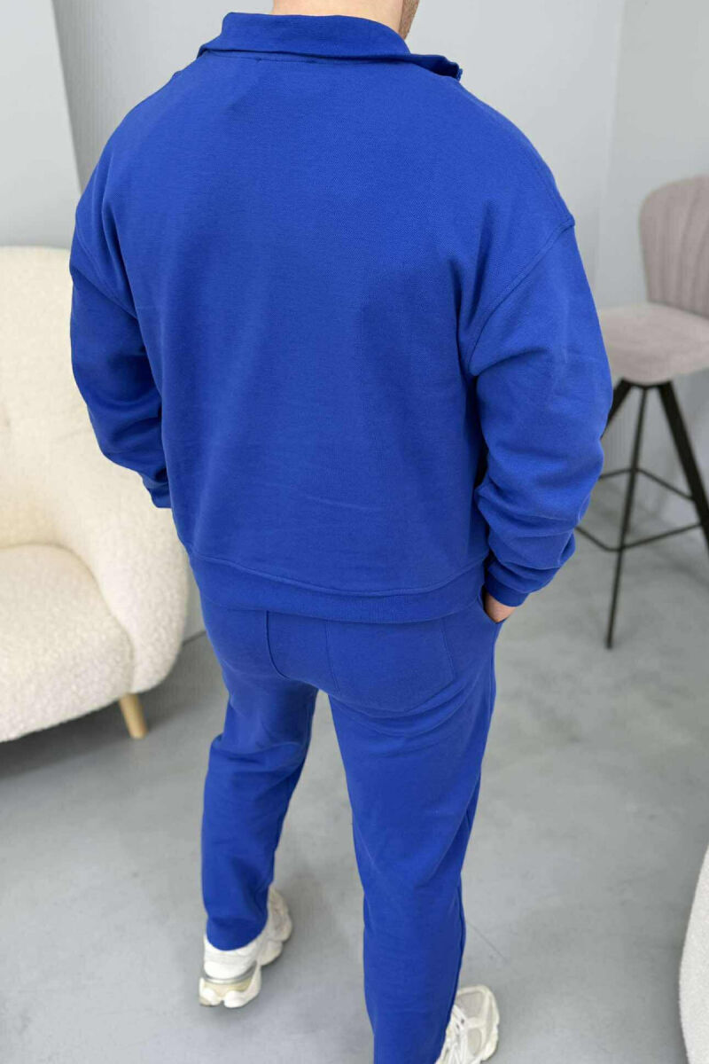 ZIPPER NECK SWEATSHIRT+SWEATPANTS MEN SET BLUE/BLU - 3
