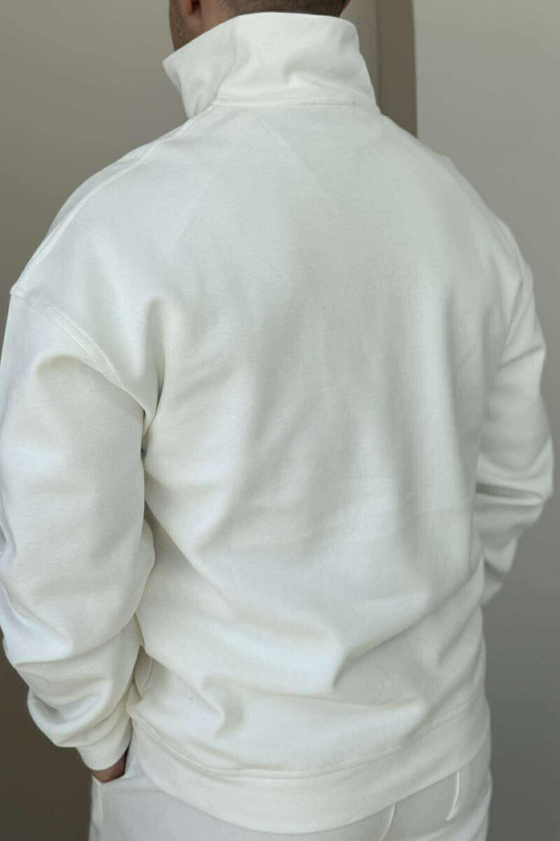 ZIPPER NECK SWEATSHIRT+SWEATPANTS MEN SET WHITE-E BARDHE - 4