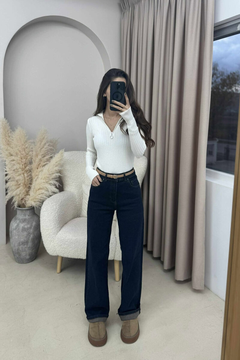 TURTTLE ZIPPER WOMAN SWEATER WHITE-E BARDHE - 1