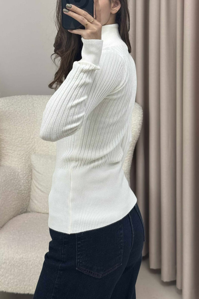 TURTTLE ZIPPER WOMAN SWEATER WHITE-E BARDHE - 4