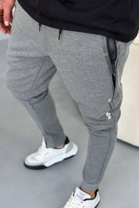 ZIPPER POCKET COTTON MEN SWEATPANTS GREY/GRI - 2