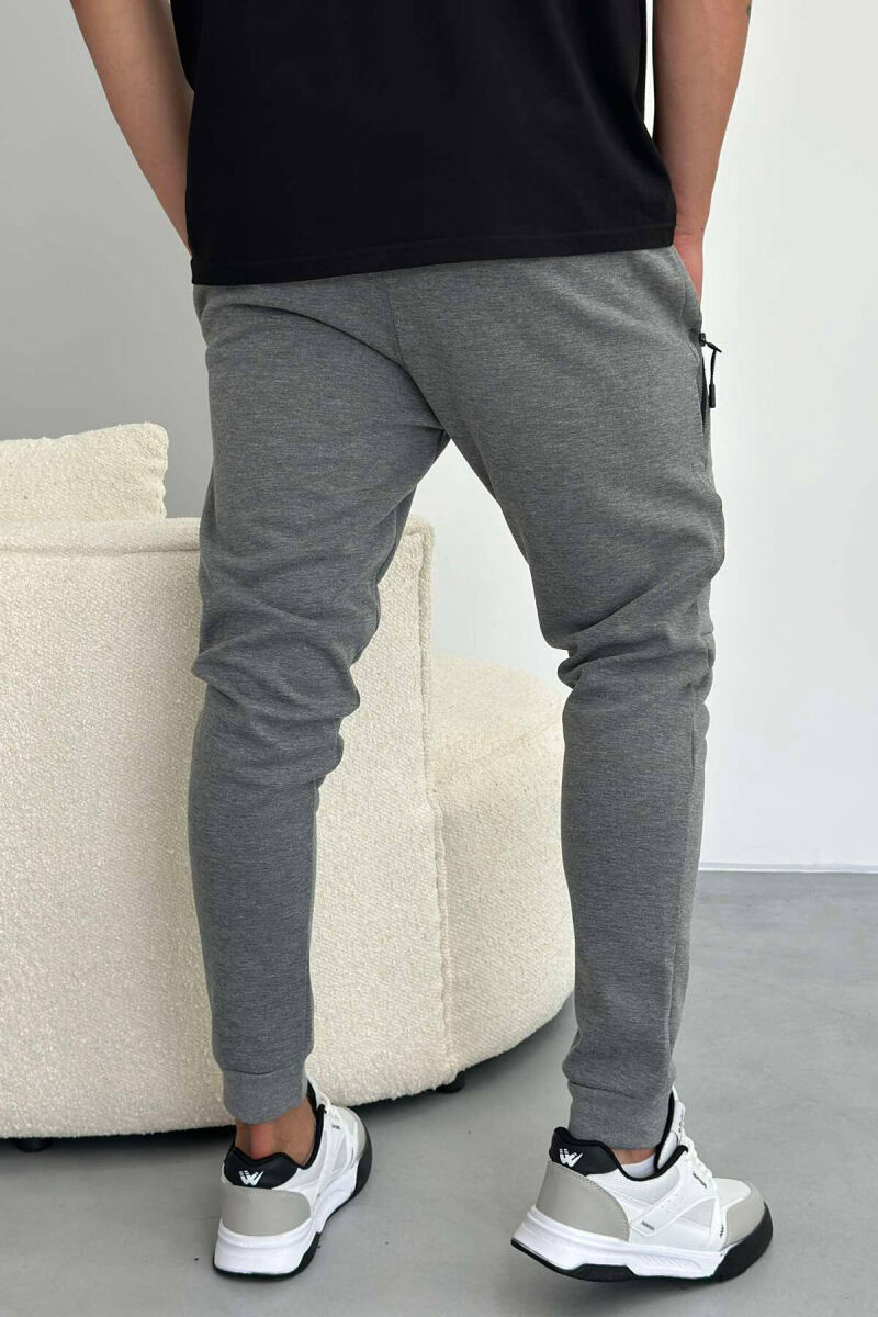 ZIPPER POCKET COTTON MEN SWEATPANTS GREY/GRI - 5