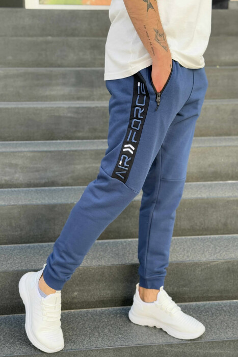 FLUFFY ZIPPER POCKET SIMPLE MEN JOGGERS BLUE/BLU - 3