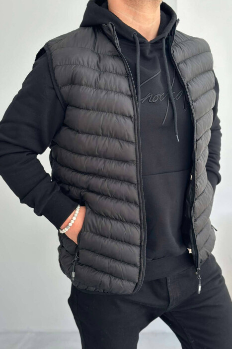 ZIPPER POCKET SIMPLE MEN VEST BLACK/ E ZEZE - KLAUDIO FASHION