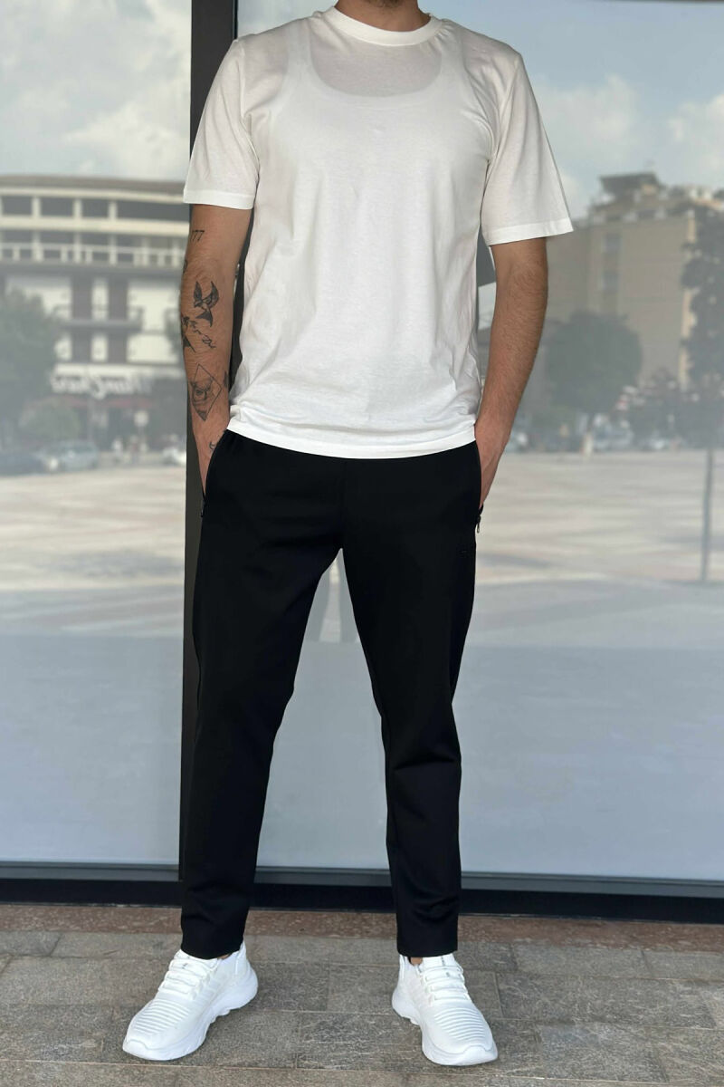 ZIPPER POCKETS ONE COLOR MEN SWEATPANTS BLACK/ E ZEZE - 2