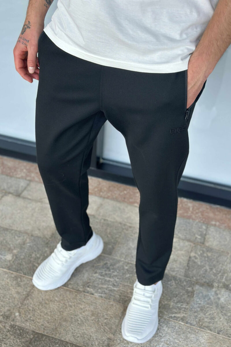 ZIPPER POCKETS ONE COLOR MEN SWEATPANTS BLACK/ E ZEZE - 1