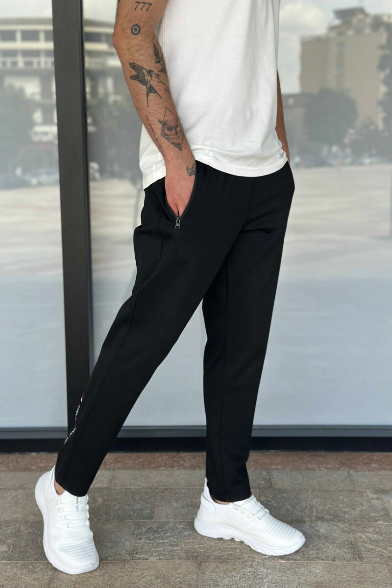 ZIPPER POCKETS ONE COLOR MEN SWEATPANTS BLACK/ E ZEZE - 3