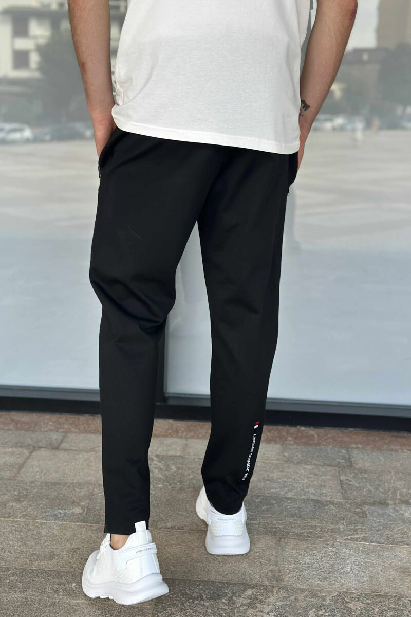 ZIPPER POCKETS ONE COLOR MEN SWEATPANTS BLACK/ E ZEZE - 4