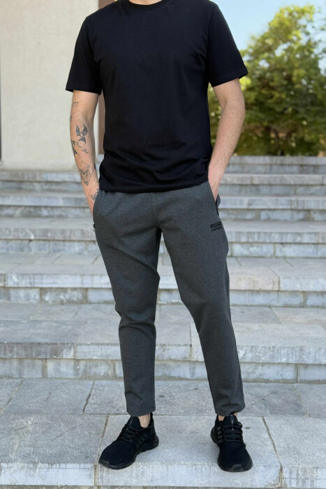 ZIPPER POCKETS ONE COLOR MEN SWEATPANTS DARK GREY/GEE - 2