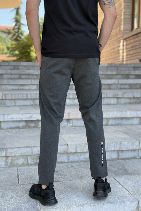 ZIPPER POCKETS ONE COLOR MEN SWEATPANTS DARK GREY/GEE - 4