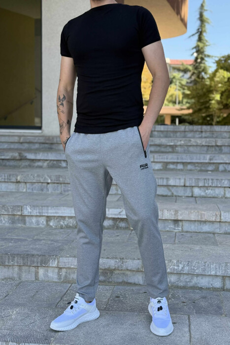 ZIPPER POCKETS ONE COLOR MEN SWEATPANTS LIGHT GREY/GZ - 2