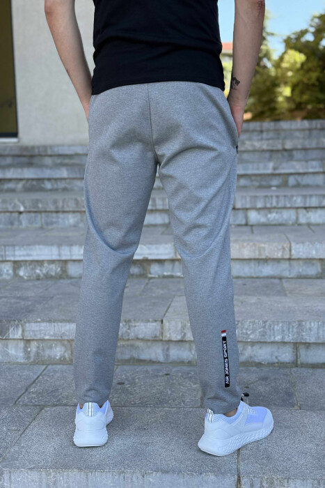 ZIPPER POCKETS ONE COLOR MEN SWEATPANTS LIGHT GREY/GZ - 4