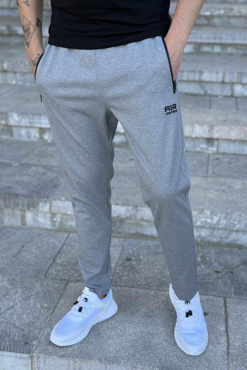 ZIPPER POCKETS ONE COLOR MEN SWEATPANTS LIGHT GREY/GZ - 1