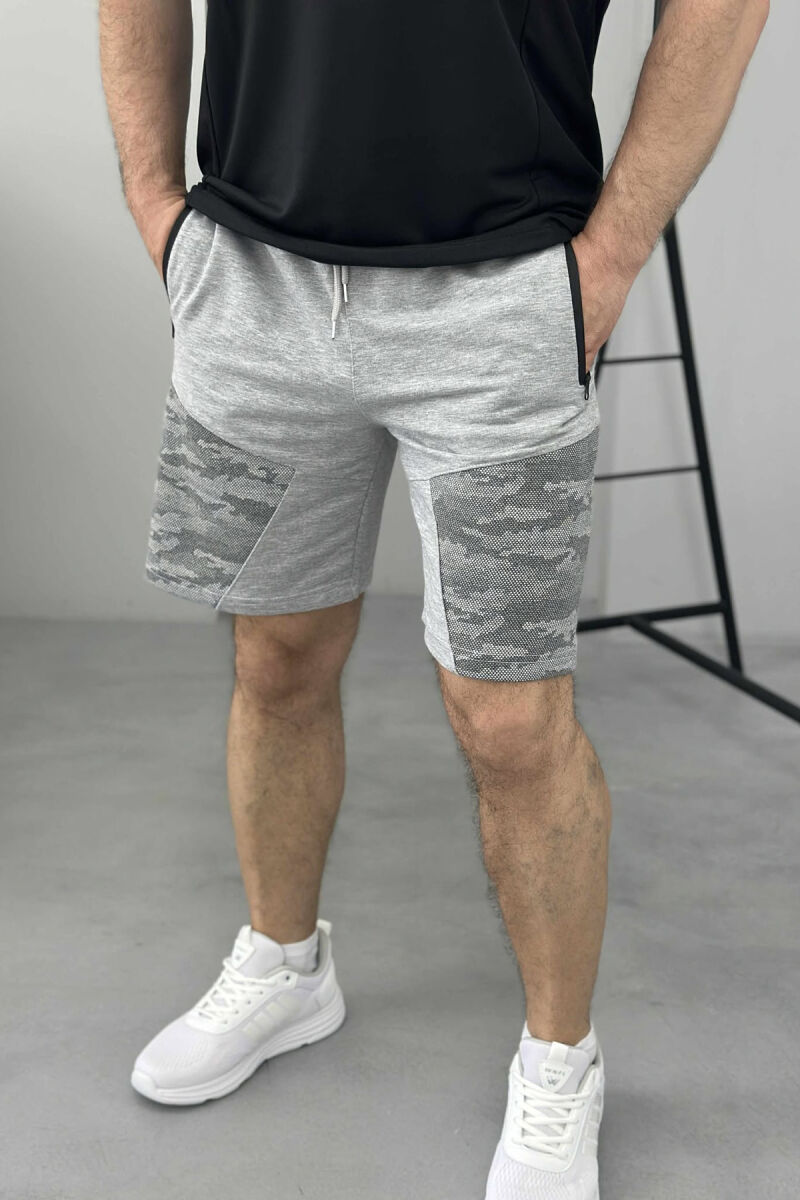 ZIPPER POCKETS SIMPLE MEN SHORT SWEATPANTS GREY/GRI - 1