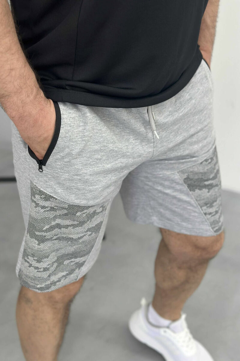 ZIPPER POCKETS SIMPLE MEN SHORT SWEATPANTS GREY/GRI - 2