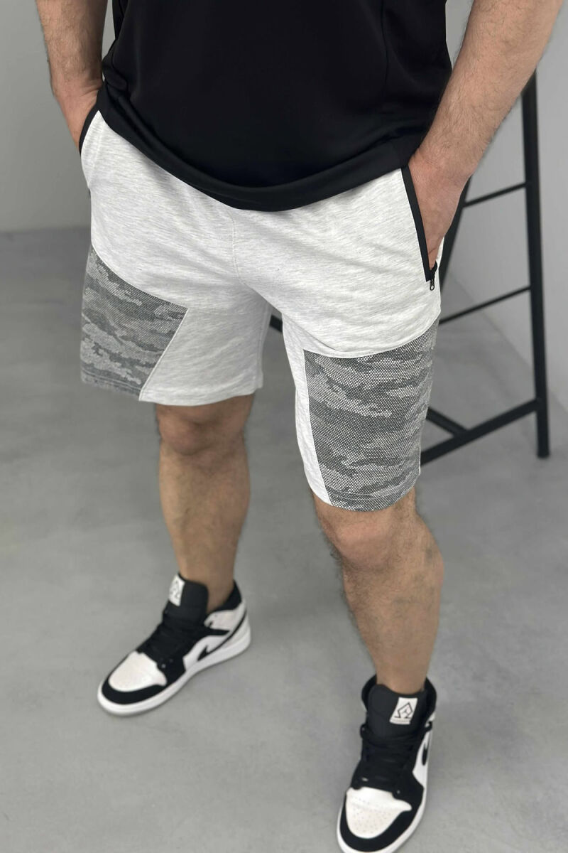 ZIPPER POCKETS SIMPLE MEN SHORT SWEATPANTS LIGHT GREY/GZ - 2