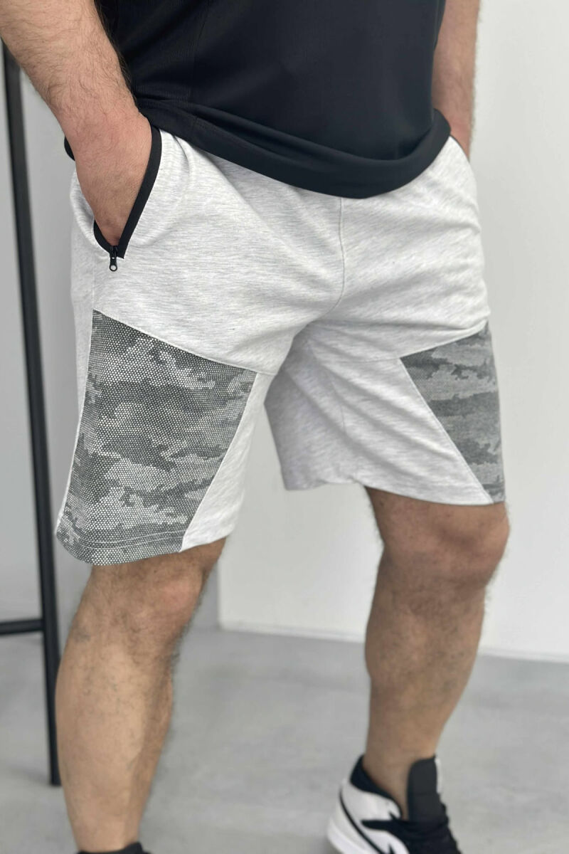 ZIPPER POCKETS SIMPLE MEN SHORT SWEATPANTS LIGHT GREY/GZ - 3