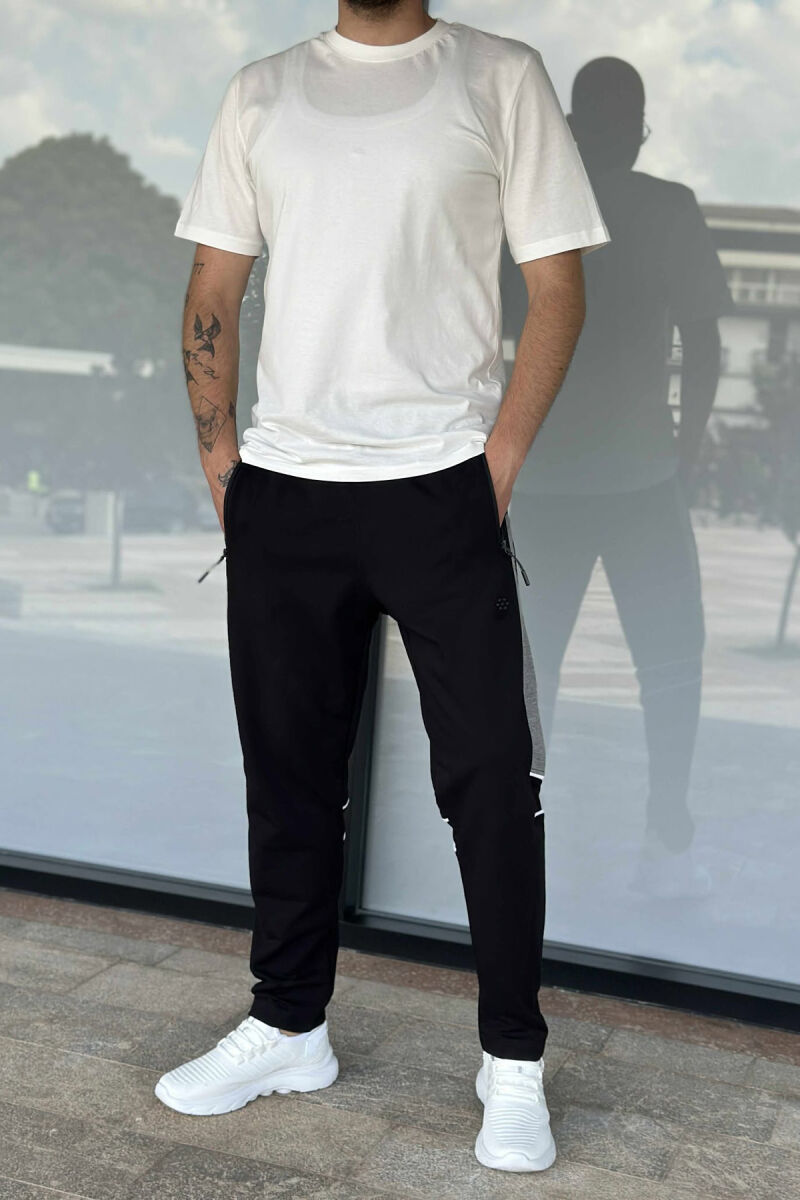 ZIPPER POCKETS SIMPLE MEN SWEATPANTS BLACK/ E ZEZE - 2