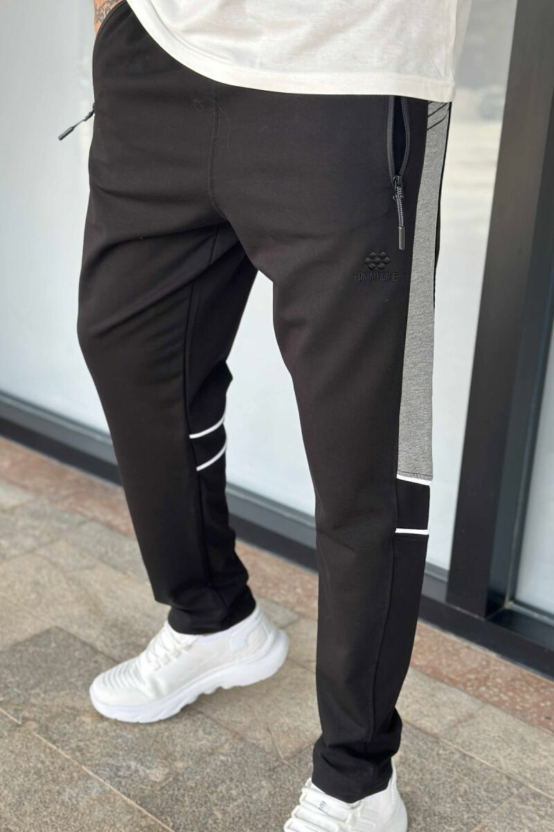ZIPPER POCKETS SIMPLE MEN SWEATPANTS BLACK/ E ZEZE - 1