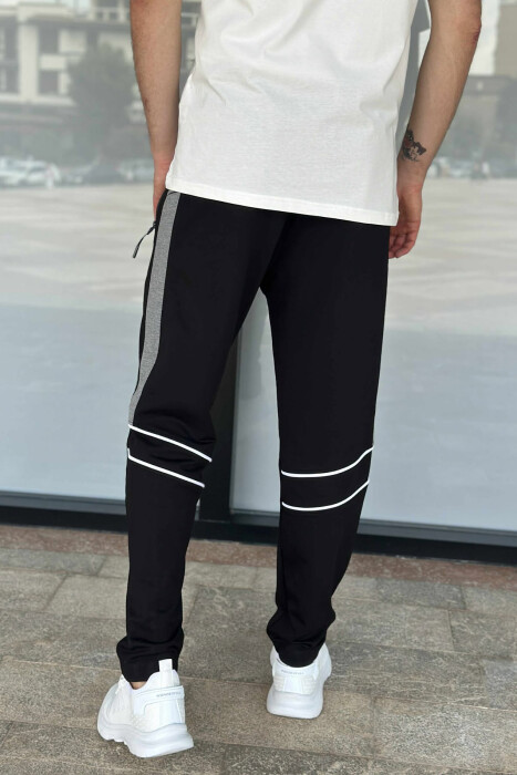 ZIPPER POCKETS SIMPLE MEN SWEATPANTS BLACK/ E ZEZE - 3