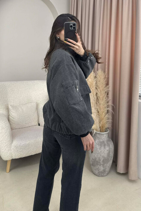 ZIPPERED WOMAN JACKET DARK GREY/GEE - 4