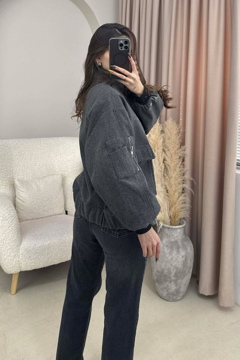 ZIPPERED WOMAN JACKET DARK GREY/GEE - 4