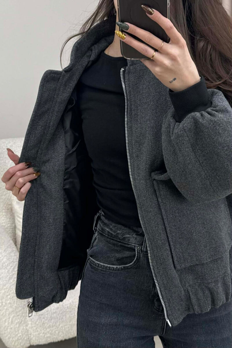 ZIPPERED WOMAN JACKET DARK GREY/GEE - 3