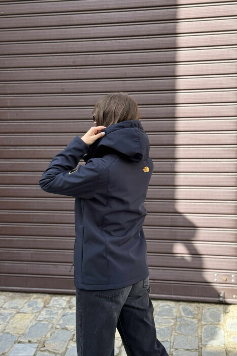 ZIPPERED WOMEN PUFFER JACKET DARK BLUE/BEE - 5