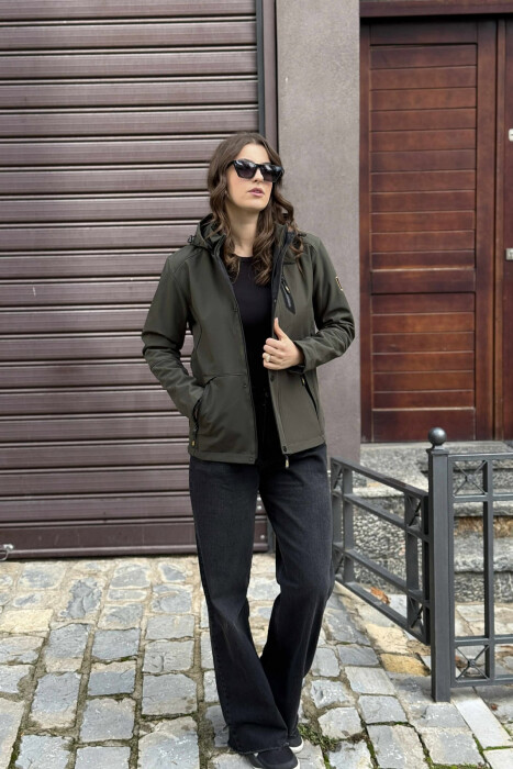 ZIPPERED WOMEN PUFFER JACKET DARK GREEN/JEE 