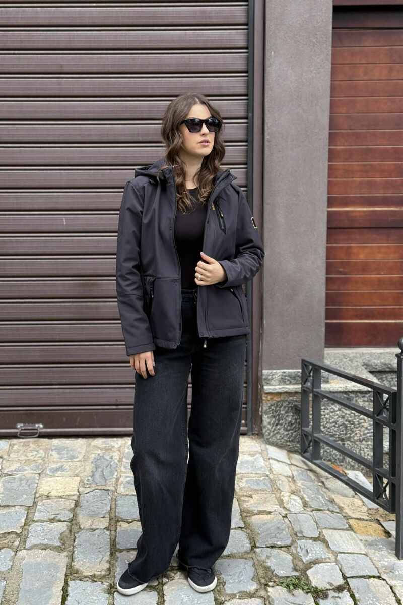 ZIPPERED WOMEN PUFFER JACKET DARK GREY/GEE - 1